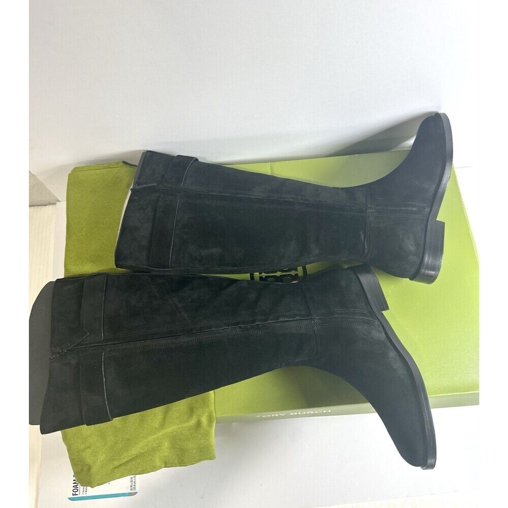 Tory Burch Turnlock Riding Boots Black Suede Equestrian Knee High Women 5.5 $600 - Picture 7 of 11